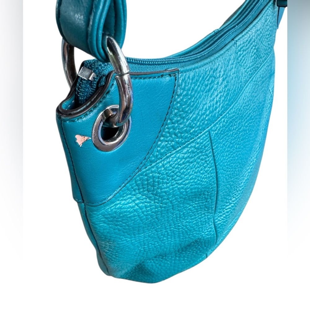 Tignanello Organizer Crossbody Bag – Blue Teal Leather. - Picture 7 of 11
